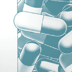 Mind Pharma detail, graphic illustration texture close-up, dark cinematic art by Redblueen